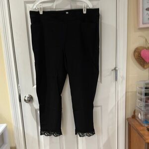 Chico’s Black Lace hem ankle pants  size 3.5